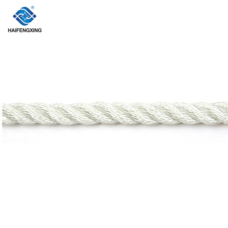 3 Strands 6mm White Colored Twisted Nylon Marine Rope Size